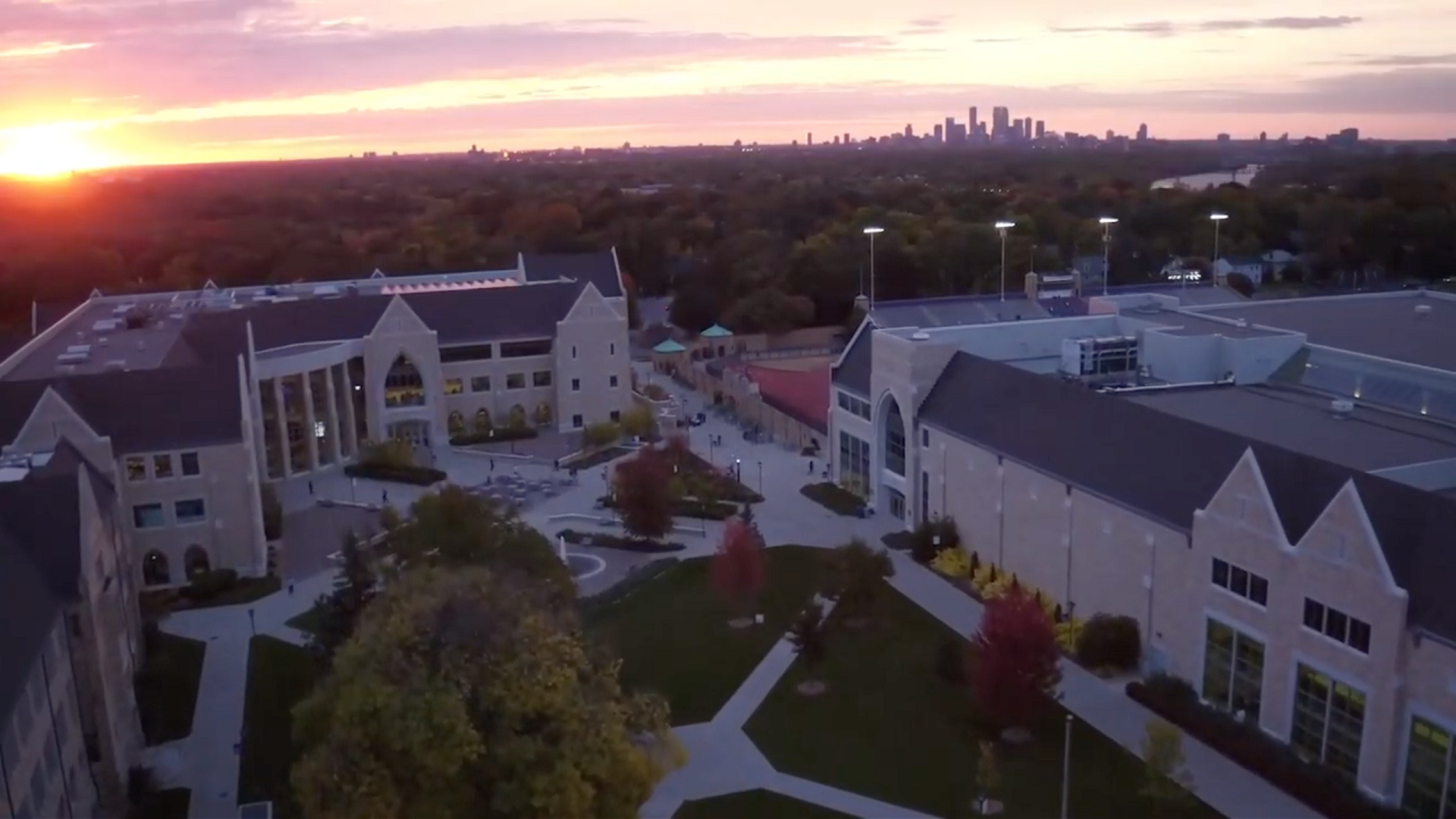 Aerial view of the St. Thomas St. Paul campus.