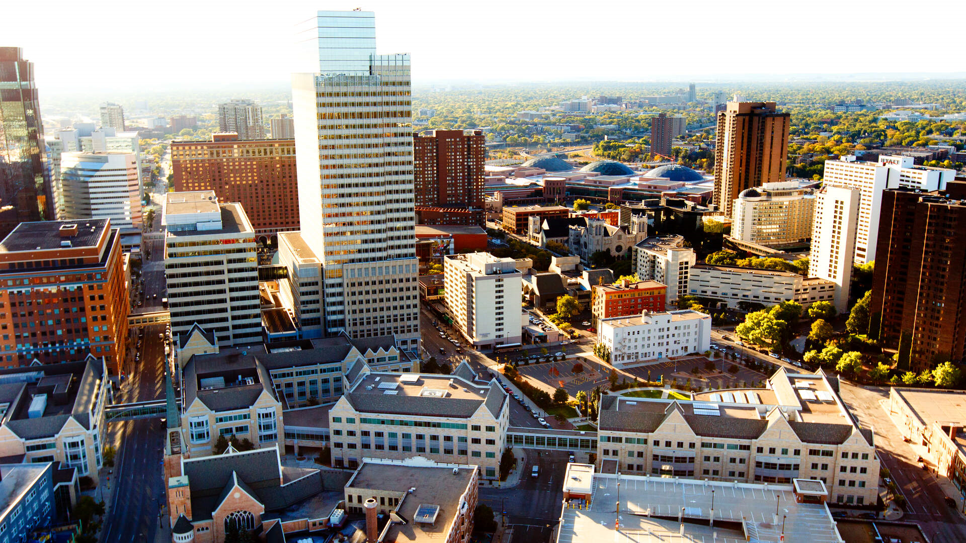 Aerial shot of downtown Minneapolis