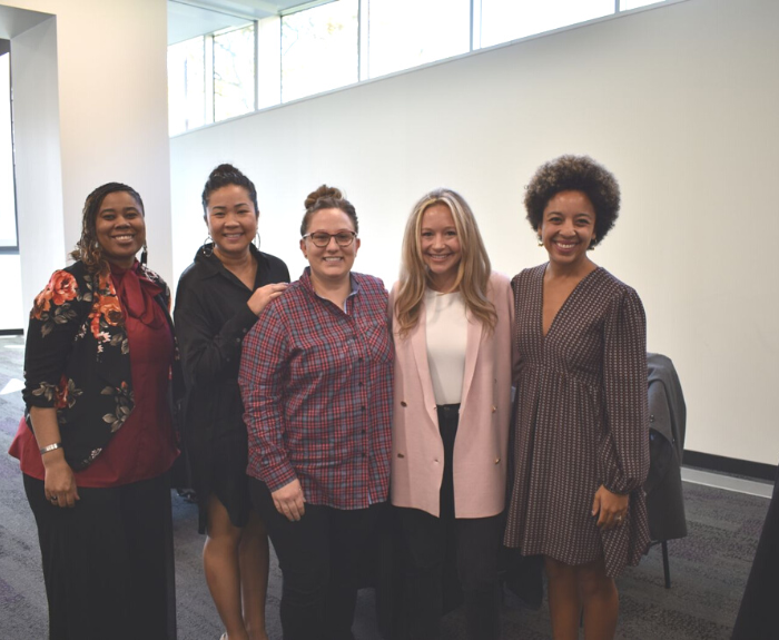 Panel of women entrepreneurs posing at Women in Entrepreneurship Week at the University of St. Thomas in 2022.