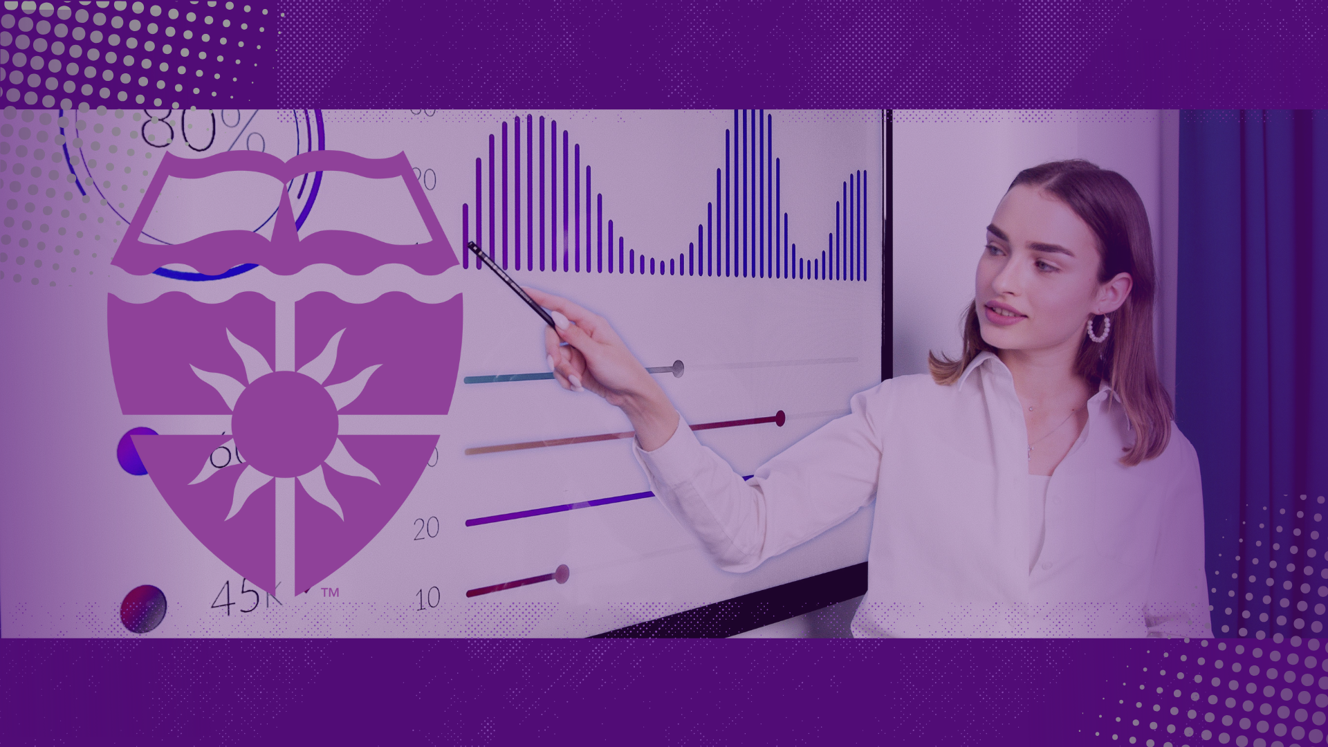 Women presents data on large screen