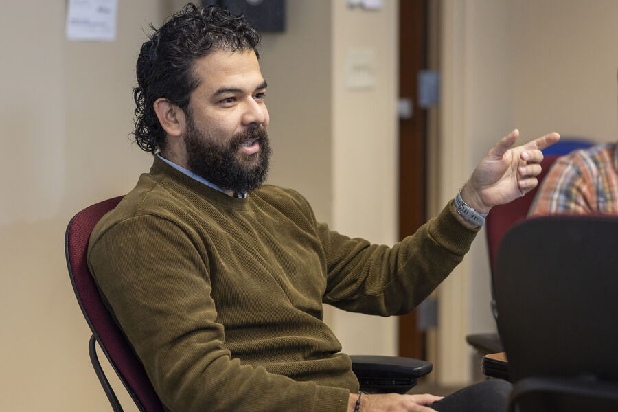 Student participating in class discussion