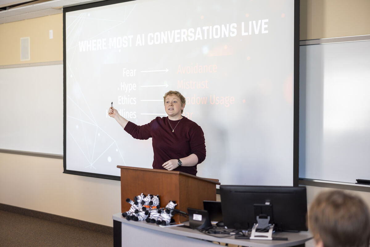 Student presenting in class