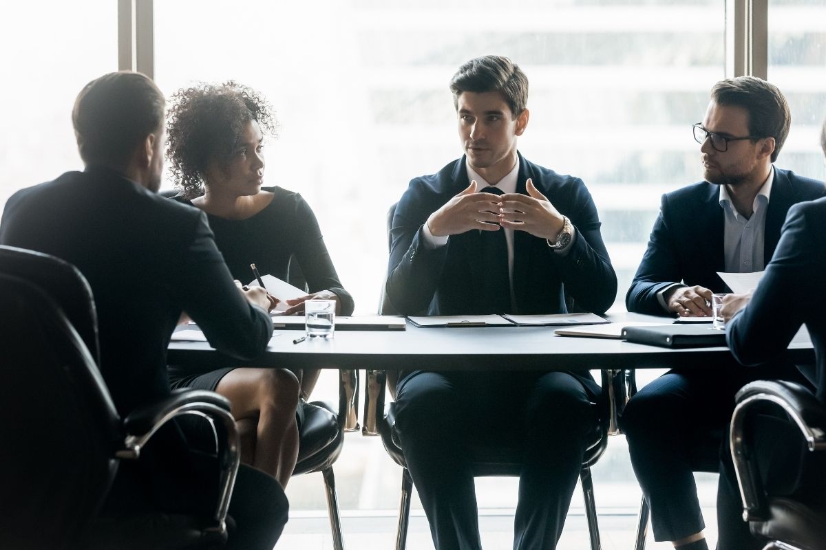 Executive MBA students working in a group