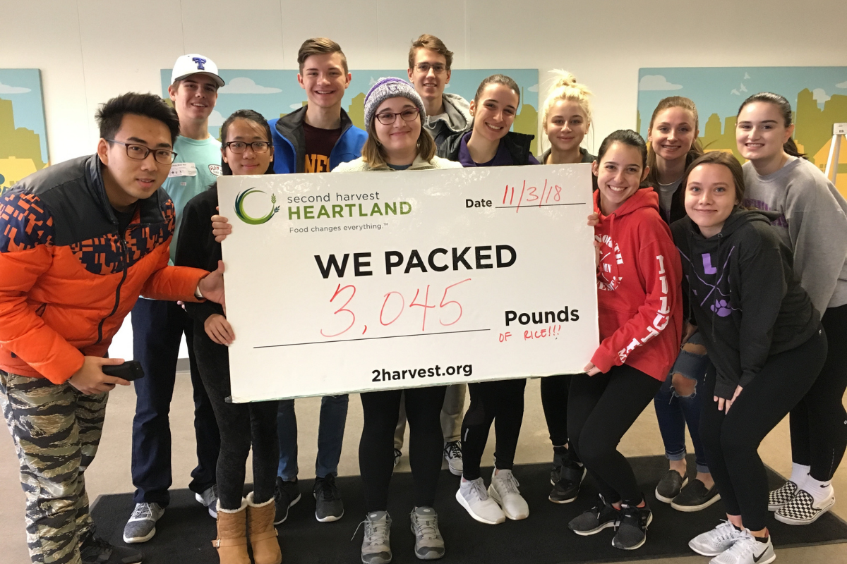 Student volunteers posing