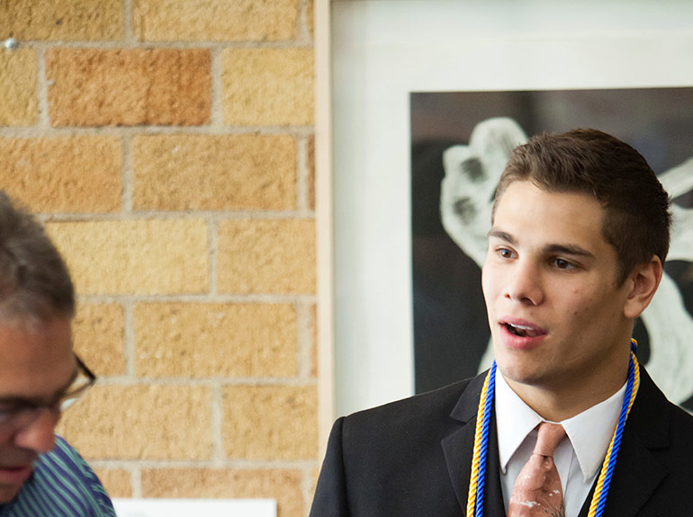 Inductees to Opus College of Business' honor society, Beta Gamma Sigma, celebrate their induction.