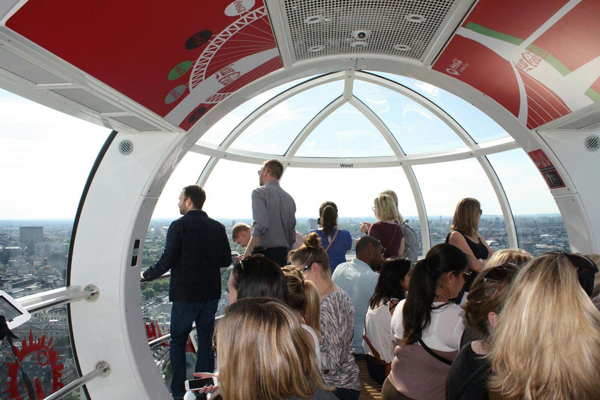 Students look out over the streets of London. 