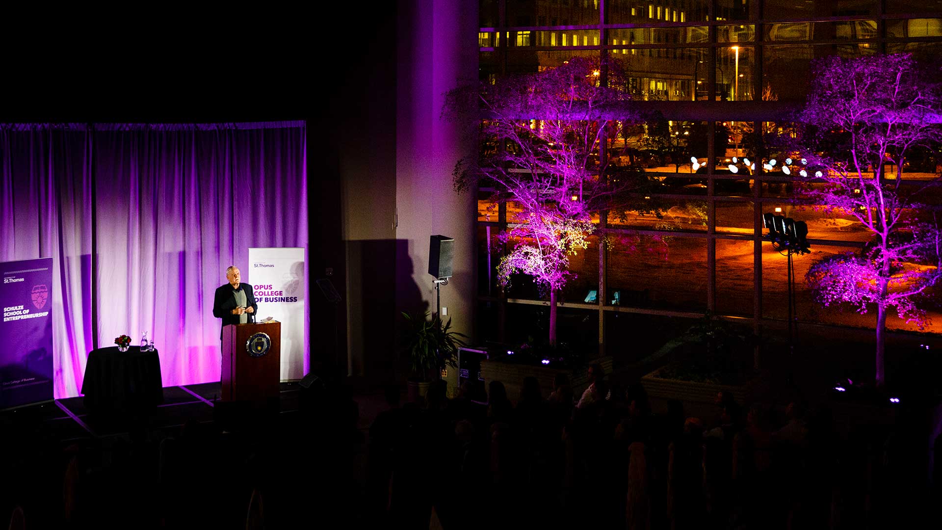 Writer, comedian and businessman John Cleese speaks as part of the Schulze Entrepreneurs Series.