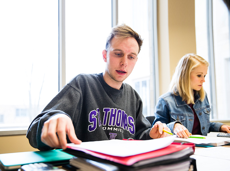 Students reading in class.