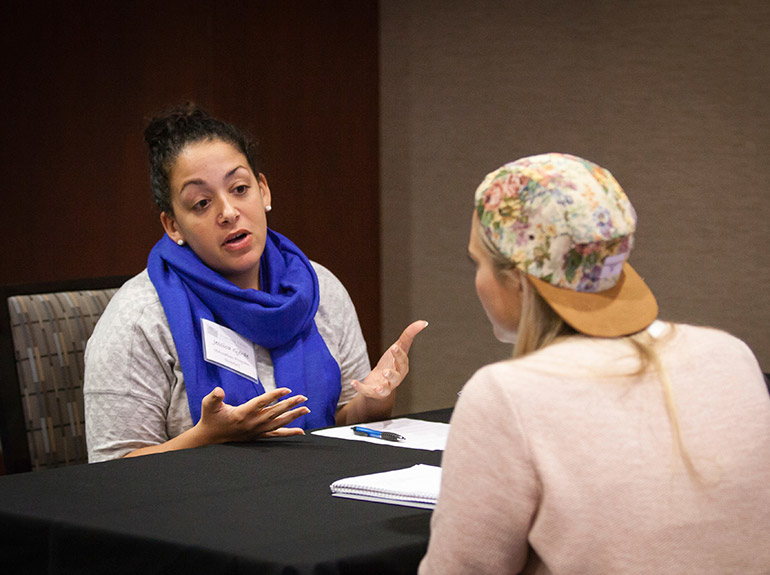 Students gather for a speed mentoring event.