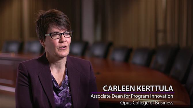 Carleen Kerttula, associate dean for program innovation, talks about what the program Prof + Prof is.