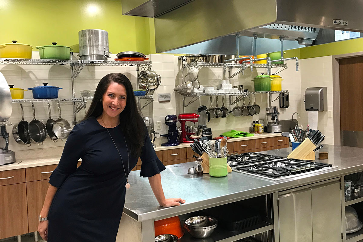 Amanda Knutson in a kitchen.