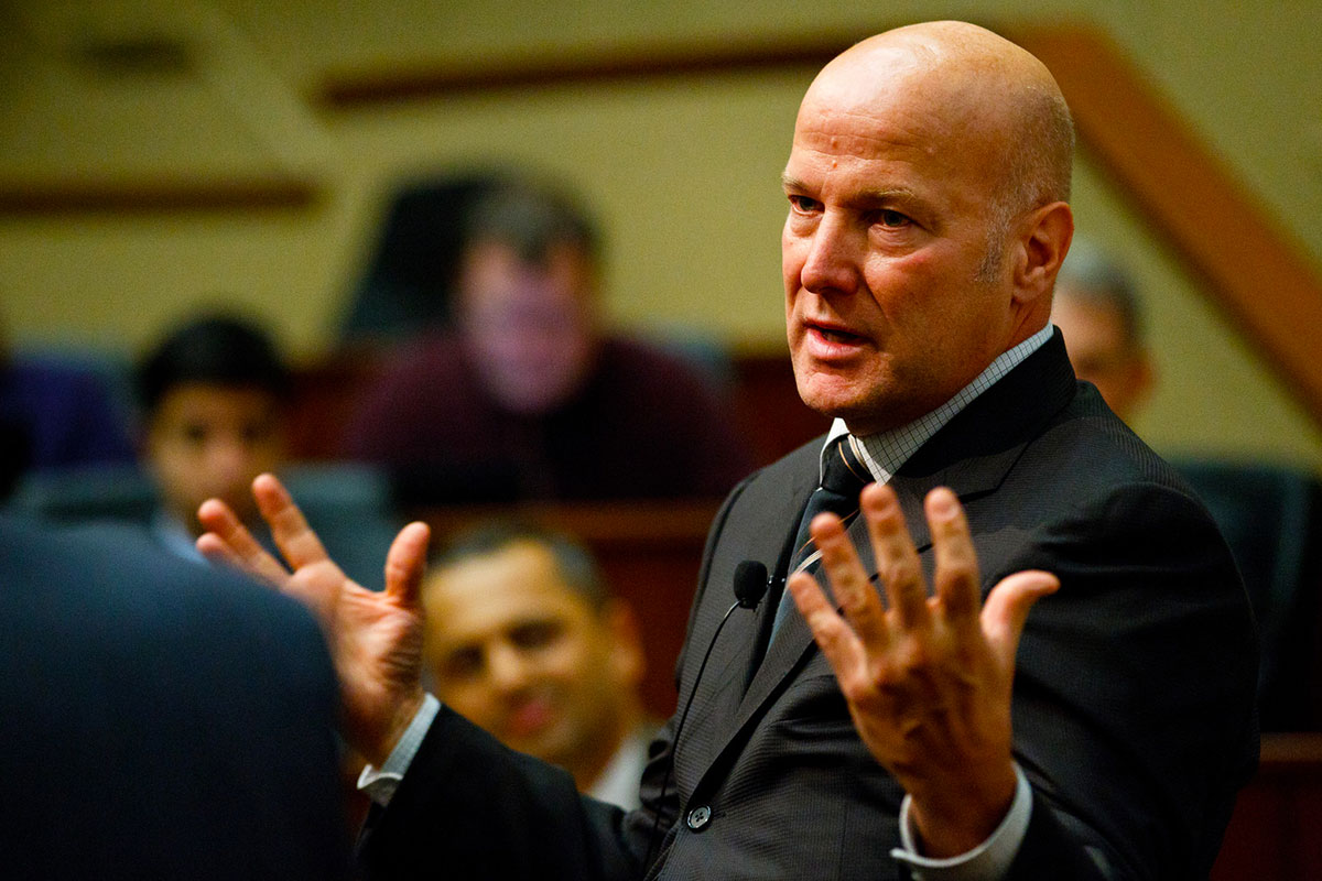 Mark Addicks, adjunct professor and executive fellow in entrepreneurship and marketing, in the classroom. 