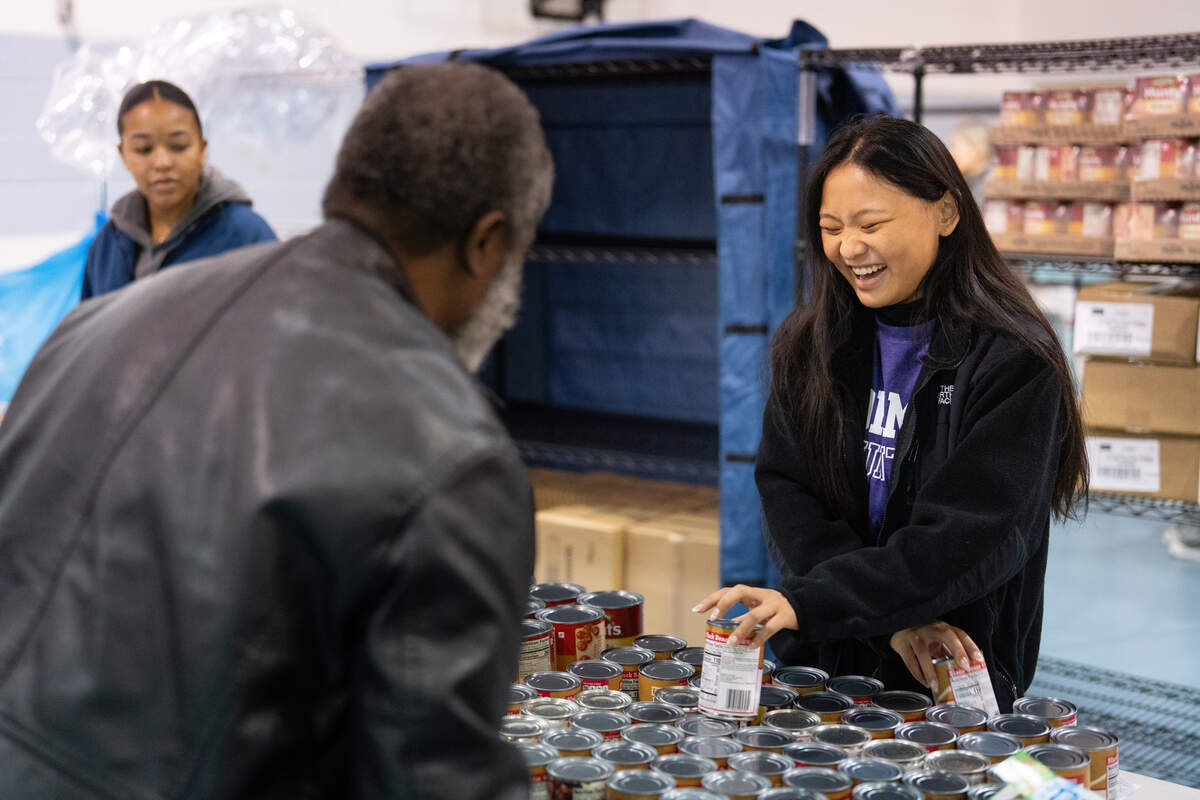 Student working as a volunteer