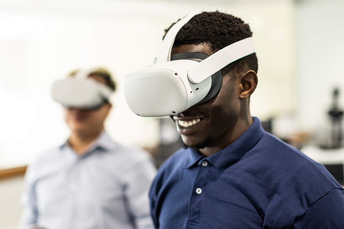 Student using a VR headset