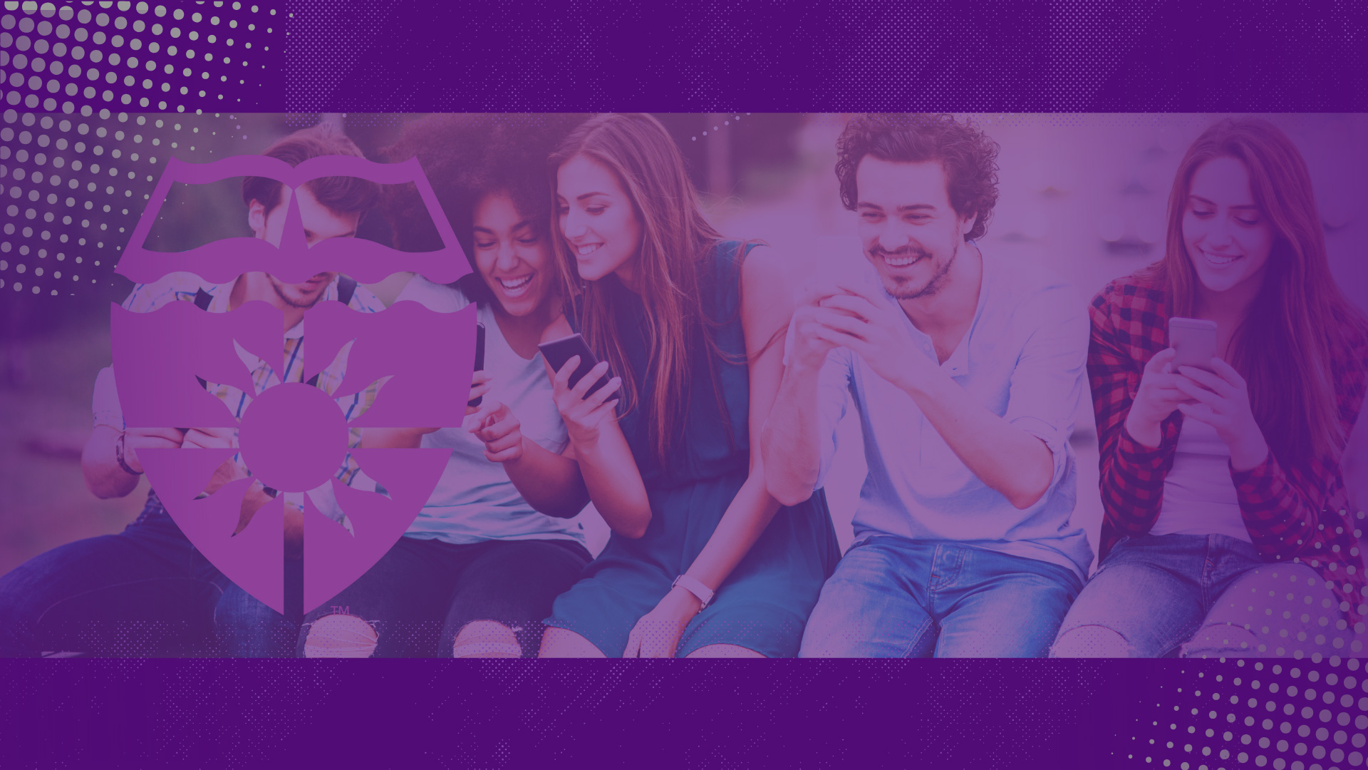 Compilation of marketing professionals working together and in front of them is a woman with a cell phone in her hand. 