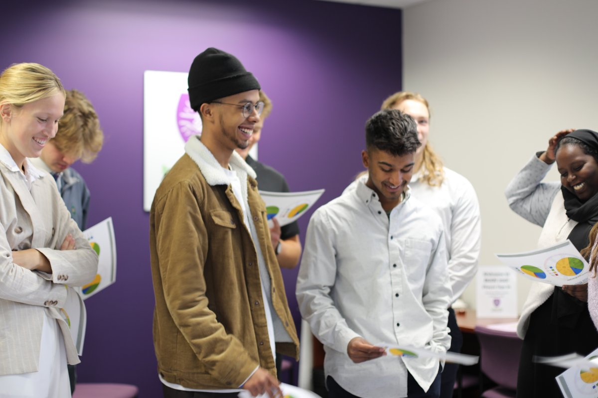 Group of students working together and laughing