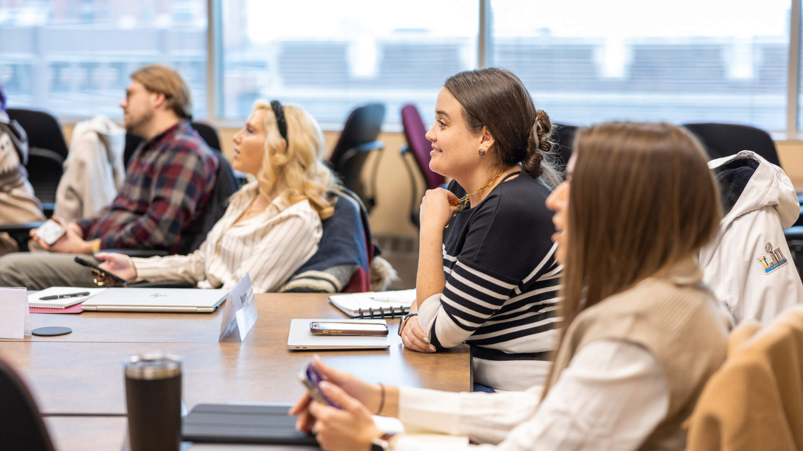 Students participating in a class discussion