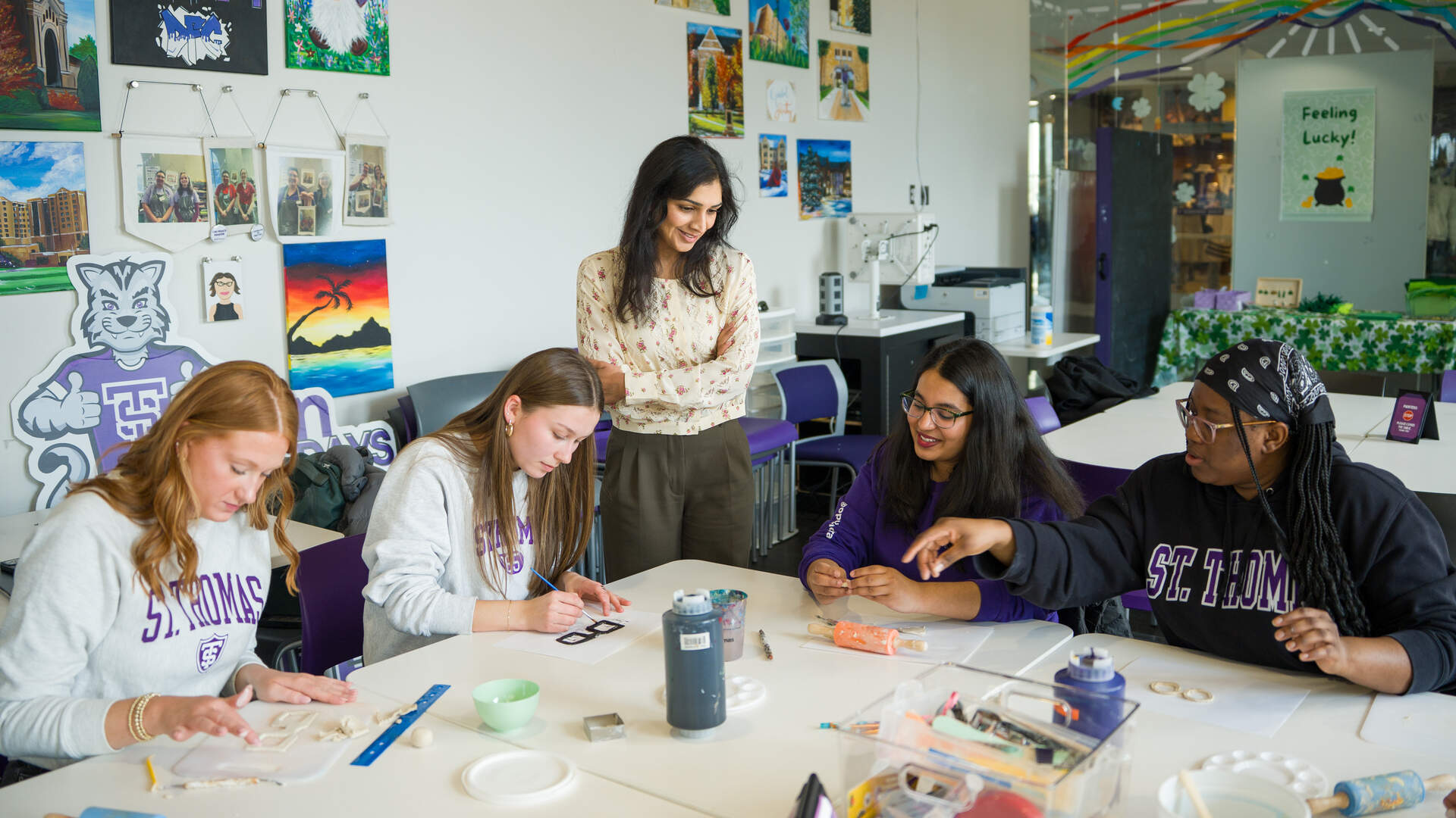 A group of students gathered together at an event.