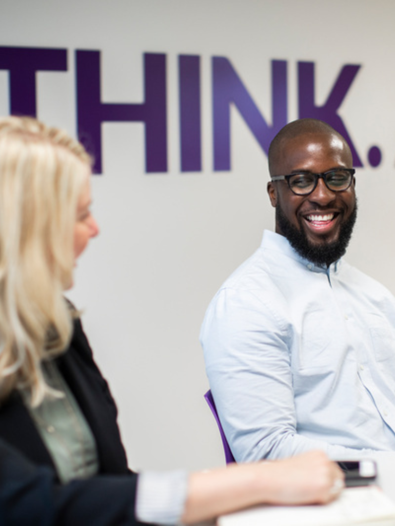 MBA alumni networking on campus