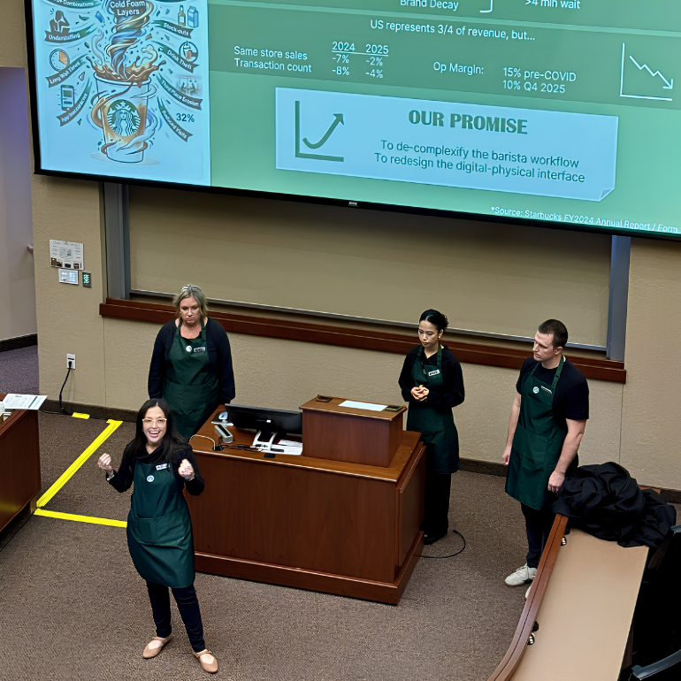 A group of students presenting project insights