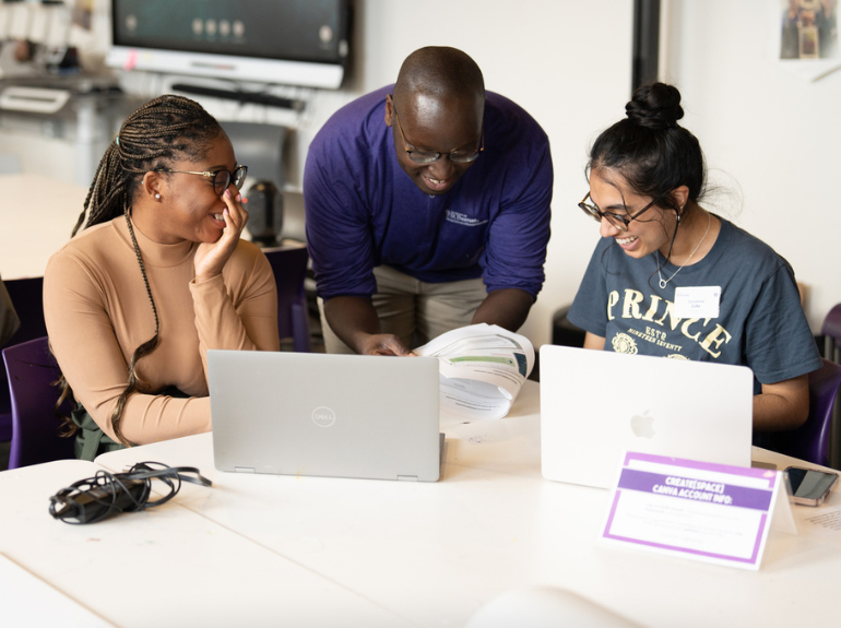 Schulze School staff helping student team