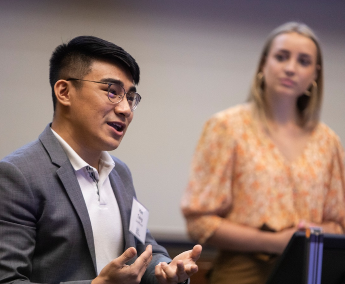 Hao Taing '23 presenting at the Fowler Business Concept Challenge